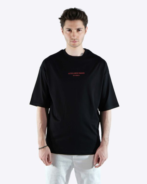 RAUD WEAR Baskılı Basic Siyah Oversize T-Shirt