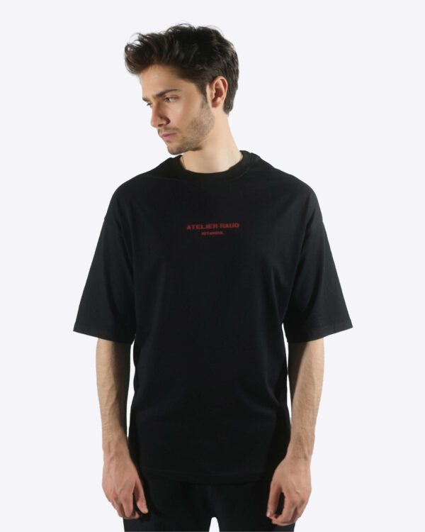 RAUD WEAR Baskılı Basic Siyah Oversize T-Shirt